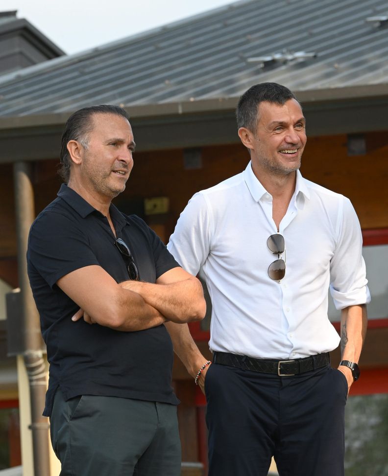 CAIRATE, ITALY - SEPTEMBER 04: Founder & Managing Partner at RedBird Capital Partners Gerry Cardinale and Technical Area Director AC Milan Paolo Maldini look on during the AC Milan training session at Milanello on September 04, 2022 in Cairate, Italy. (Photo by Claudio Villa/AC Milan via Getty Images) CAIRATE, ITALY - SEPTEMBER 04: Founder & Managing Partner at RedBird Capital Partners Gerry Cardinale and Technical Area Director AC Milan Paolo Maldini look on during the AC Milan training session at Milanello on September 04, 2022 in Cairate, Italy. (Photo by Claudio Villa/AC Milan via Getty Images)