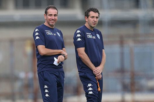 EMPOLI, ITALY - OCTOBER 11: Lamberto Zauli manager of Empoli FC U19 and Massimiliano Vieri looks on during friendly match between Empoli FC and Empoli FC U19 on October 11, 2018 in Empoli, Italy. (Photo by Gabriele Maltinti/Getty Images) EMPOLI, ITALY - OCTOBER 11: Lamberto Zauli manager of Empoli FC U19 and Massimiliano Vieri looks on during friendly match between Empoli FC and Empoli FC U19 on October 11, 2018 in Empoli, Italy. (Photo by Gabriele Maltinti/Getty Images)
