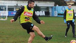 Allenamento pomeridiano per il Napoli a Castelvolturno.  Gli azzurri preparano il match contro il Cr
