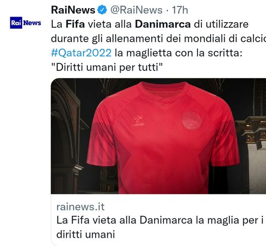 Qatar 22, Danimarca: maglie vietate…quelle in favore dei diritti umani- immagine 2