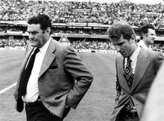 Nereo Rocco con Giovanni Trapattoni (foto delinquentidelpallone.it) 