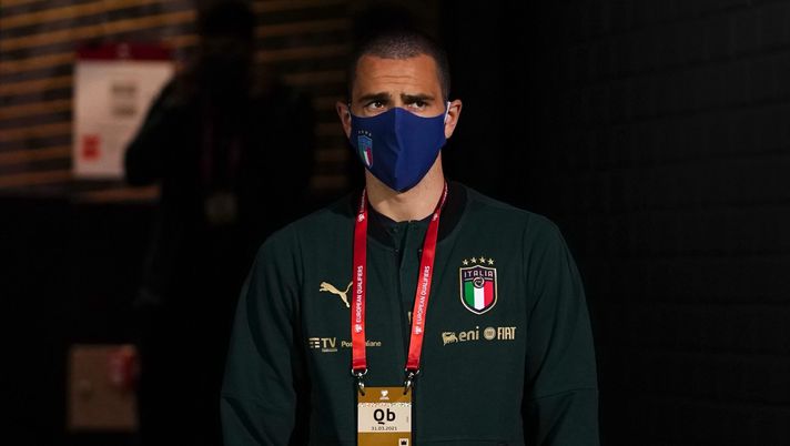 VILNIUS, LITHUANIA - MARCH 31: Leonardo Bonucci of Italy looks on before the FIFA World Cup 2022 Qatar qualifying match between Lihuania and Italy on March 31, 2021 in Vilnius, Lithuania. (Photo by Claudio Villa/Getty Images) 