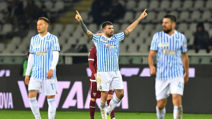 TURIN, ITALY - DECEMBER 21: Andrea Petagna of SPAL celebrates a goal during the Serie A match between Torino FC and SPAL at Stadio Olimpico di Torino on December 21, 2019 in Turin, Italy. (Photo by Valerio Pennicino/Getty Images) TURIN, ITALY - DECEMBER 21: Andrea Petagna of SPAL celebrates a goal during the Serie A match between Torino FC and SPAL at Stadio Olimpico di Torino on December 21, 2019 in Turin, Italy. (Photo by Valerio Pennicino/Getty Images)