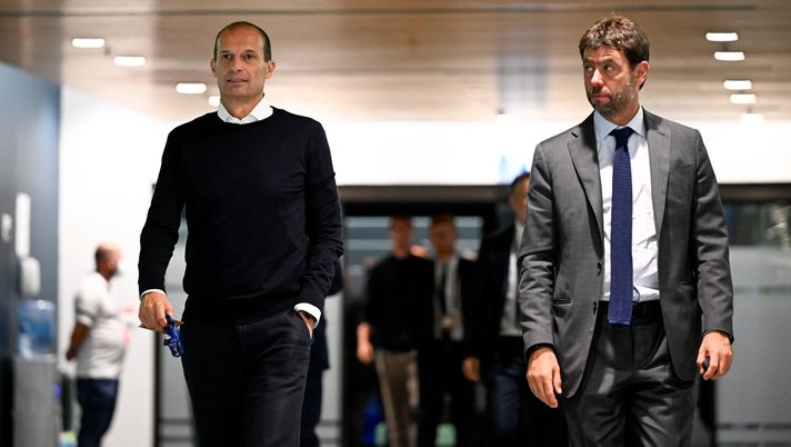 HAIFA, ISRAEL - OCTOBER 11: Head coach of Juventus Massimiliano Allegri and President of Juventus Andrea Agnelli arrive at the stadium prior to the UEFA Champions League group H match between Maccabi Haifa FC and Juventus at Sammy Ofer Stadium on October 11, 2022 in Haifa, Israel. (Photo by Daniele Badolato - Juventus FC/Juventus FC via Getty Images) juve benfica