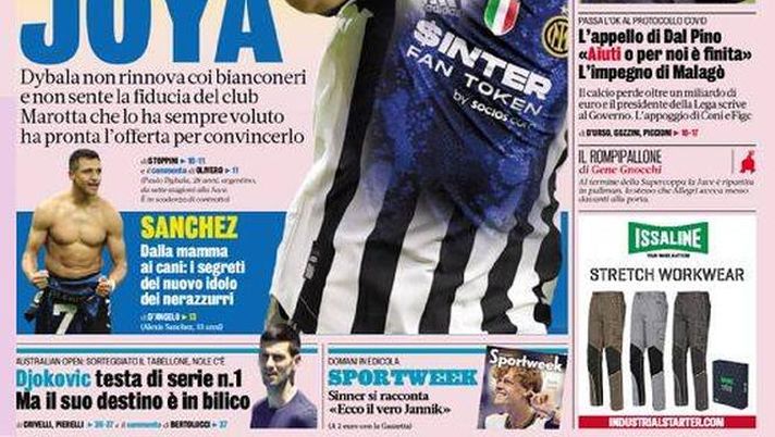 Prima Pagina, La Gazzetta dello Sport: “Inter altra Joya, Dybala non rinnova” Prima Pagina