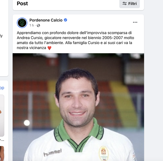 Pordenone, malore fatale: morto ex calciatore Cursio- immagine 2