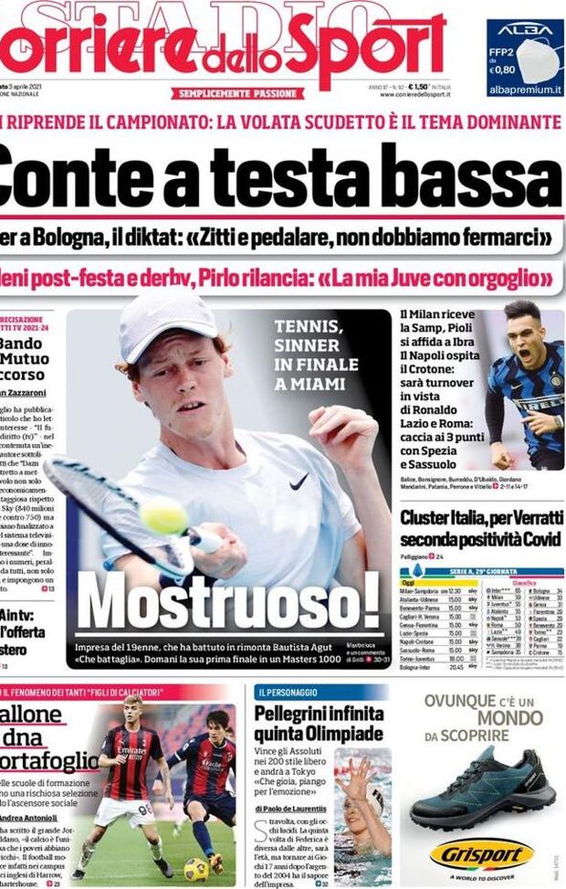 Prima Pagina, Corriere dello Sport: “Conte a testa bassa. Juve, veleni post-festa e derby” Prima Pagina, Corriere dello Sport: “Conte a testa bassa. Juve, veleni post-festa e derby”