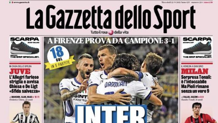 Prima Pagina, Gazzetta dello Sport: “Inter spacca tutto. Milan, sorpresa Tonali” Prima Pagina, Gazzetta dello Sport: “Inter spacca tutto. Milan, sorpresa Tonali”