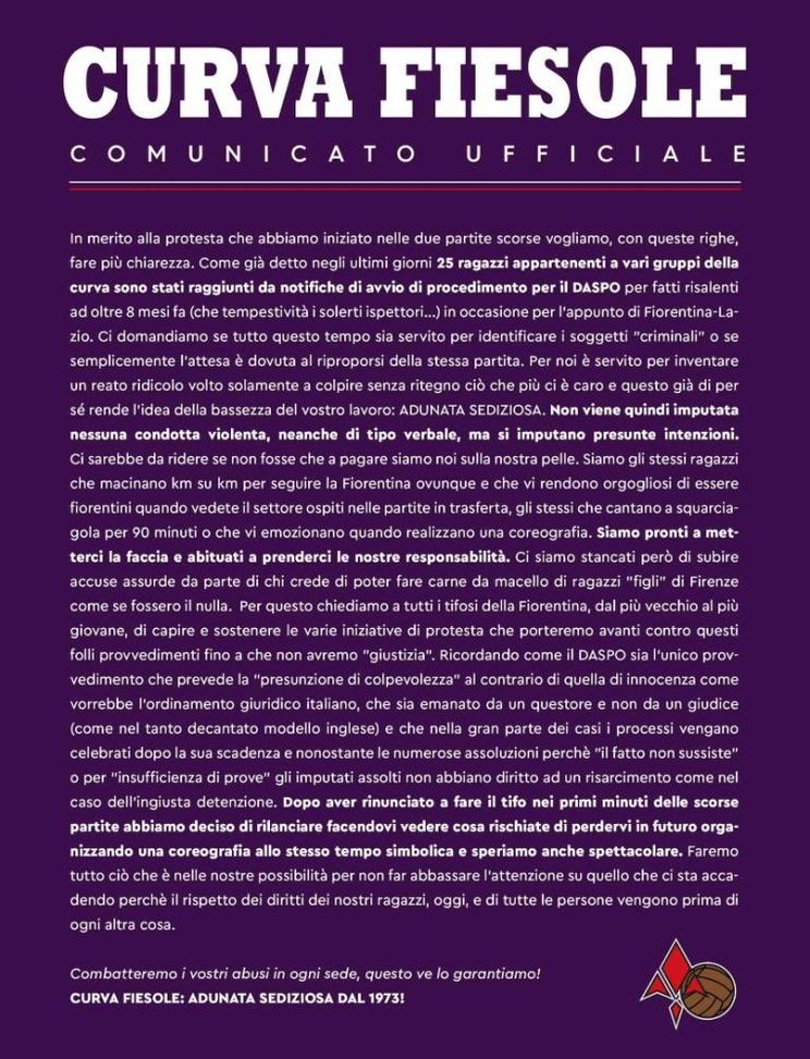 La Curva Fiesole annuncia: con l’Inter torna la coreografia. Il motivo- immagine 2