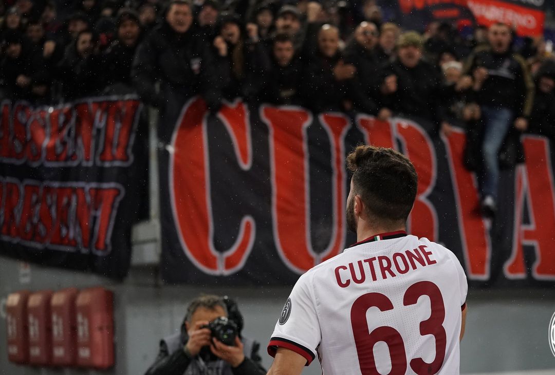  Patrick Cutrone esulta per il gol in Roma-Milan (credits: acmilan.com) 
