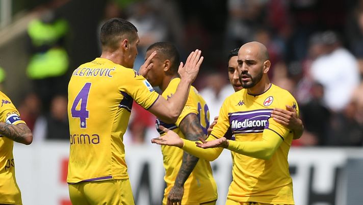 SALERNO, ITALY - APRIL 24: Riccardo Saponara of ACF Fiorentina celebrates after scoring the 1-1 goal during the Serie A match between US Salernitana and ACF Fiorentina at Stadio Arechi on April 24, 2022 in Salerno, Italy. (Photo by Francesco Pecoraro/Getty Images) Il commento di Polverosi. Ora la stagione Viola è da 7. Con l’Europa sarà da 9- immagine 2