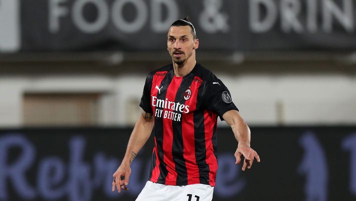 Zlatan Ibrahimovic, attaccante dell'AC Milan, durante Spezia-Milan (Getty Images) 