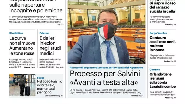 Prima Pagina, Giornale di Sicilia: “AstraZeneca non fa più paura. Palermo, Filippi ci crede”