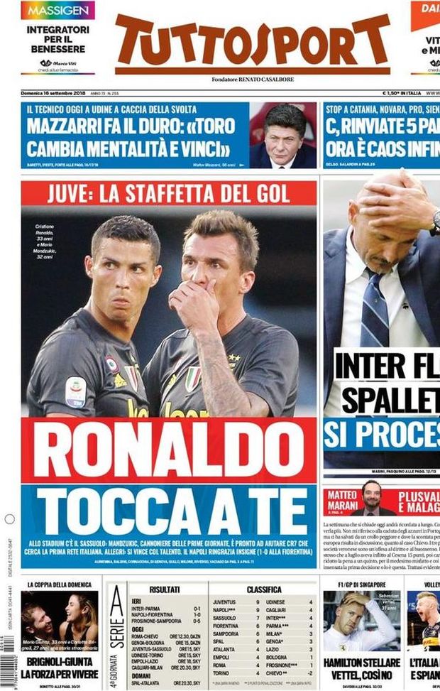 Prima Pagina, Tuttosport: “Ronaldo, tocca a te. Napoli ringrazia Insigne. Serie C, caos infinito…” Prima Pagina, Tuttosport: “Ronaldo, tocca a te. Napoli ringrazia Insigne. Serie C, caos infinito…”