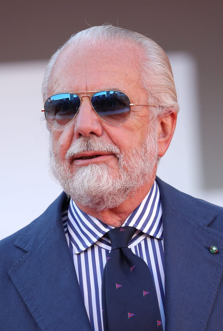  VENICE, ITALY - SEPTEMBER 08: Aurelio De Laurentiis attends the red carpet of the movie "Freaks Out" during the 78th Venice International Film Festival on September 08, 2021 in Venice, Italy. (Photo by Vittorio Zunino Celotto/Getty Images)  