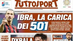 Prima pagina, Tuttosport: “Ibra, la carica dei 501. Dybala, bonus Scudetto”
