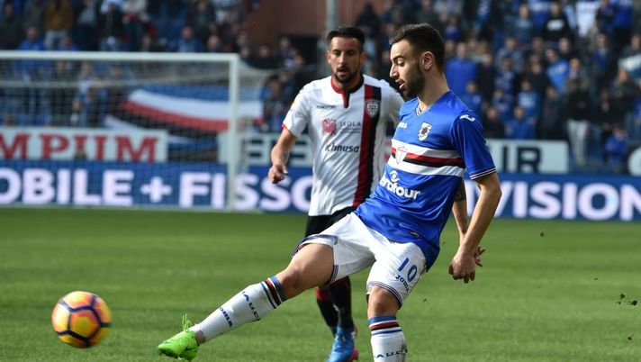 GENOA, GE - FEBRUARY 19: Bruno Fernandes of Sampdoria during the Serie A match between UC Sampdoria and Cagliari Calcio at Stadio Luigi Ferraris on February 19, 2017 in Genoa, Italy. (Photo by Paolo Rattini/Getty Images) GENOA, GE - FEBRUARY 19: Bruno Fernandes of Sampdoria during the Serie A match between UC Sampdoria and Cagliari Calcio at Stadio Luigi Ferraris on February 19, 2017 in Genoa, Italy. (Photo by Paolo Rattini/Getty Images)