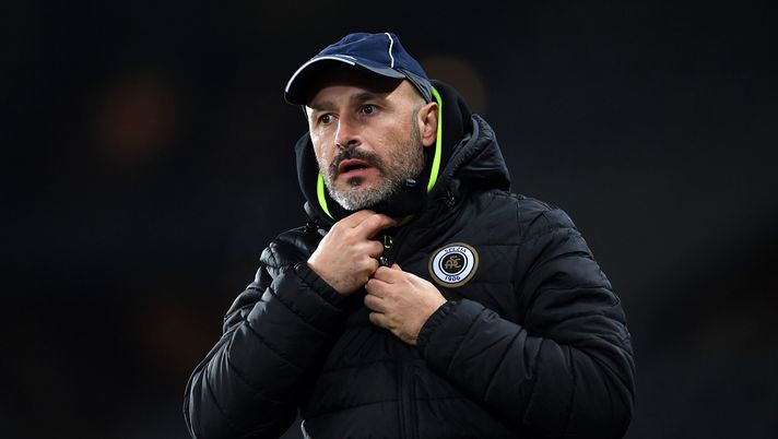 TURIN, ITALY - JANUARY 16: Vincenzo Italiano, Head Coach of Spezia looks on prior to the Serie A match between Torino FC and Spezia Calcio at Stadio Olimpico di Torino on January 16, 2021 in Turin, Italy. Sporting stadiums around Italy remain under strict restrictions due to the Coronavirus Pandemic as Government social distancing laws prohibit fans inside venues resulting in games being played behind closed doors. (Photo by Valerio Pennicino/Getty Images) TURIN, ITALY - JANUARY 16: Vincenzo Italiano, Head Coach of Spezia looks on prior to the Serie A match between Torino FC and Spezia Calcio at Stadio Olimpico di Torino on January 16, 2021 in Turin, Italy. Sporting stadiums around Italy remain under strict restrictions due to the Coronavirus Pandemic as Government social distancing laws prohibit fans inside venues resulting in games being played behind closed doors. (Photo by Valerio Pennicino/Getty Images)