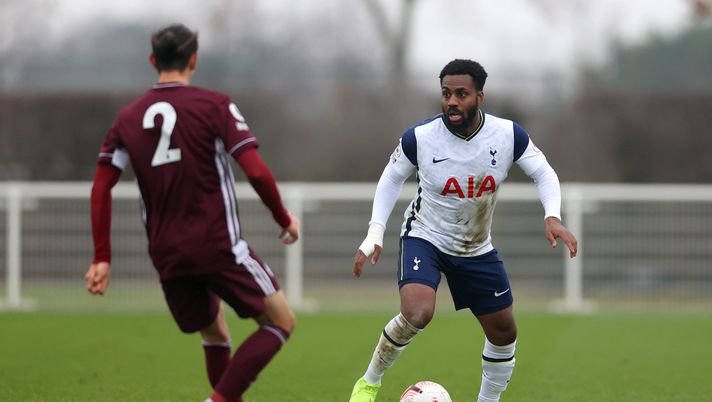 ENFIELD, ENGLAND - NOVEMBER 30: Danny Rose of Tottenham Hotspur in action during the Premier League 2 match between Tottenham Hotspur and Leicester City at Tottenham Hotspur Training Centre on November 30, 2020 in Enfield, England. Sporting stadiums around the UK remain under strict restrictions due to the Coronavirus Pandemic as Government social distancing laws prohibit fans inside venues resulting in games being played behind closed doors. (Photo by James Chance/Getty Images) ENFIELD, ENGLAND - NOVEMBER 30: Danny Rose of Tottenham Hotspur in action during the Premier League 2 match between Tottenham Hotspur and Leicester City at Tottenham Hotspur Training Centre on November 30, 2020 in Enfield, England. Sporting stadiums around the UK remain under strict restrictions due to the Coronavirus Pandemic as Government social distancing laws prohibit fans inside venues resulting in games being played behind closed doors. (Photo by James Chance/Getty Images)