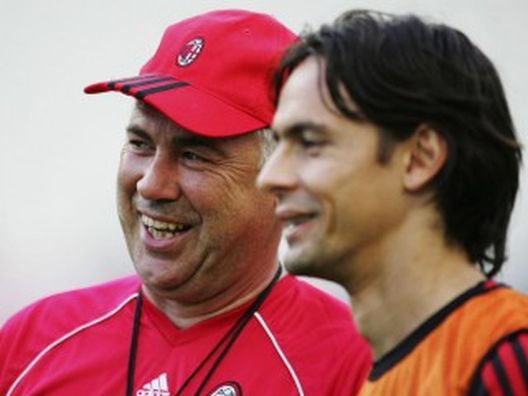 Ancelotti e Inzaghi, quando entrambi erano in rossonero (fonte foto: www.calcio.com) Ancelotti e Inzaghi, quando entrambi erano in rossonero (fonte foto: www.calcio.com)