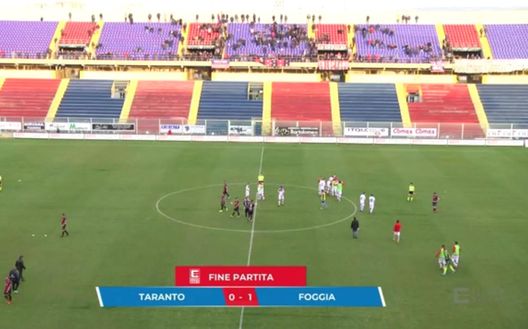 Il risultato finale del derby pugliese: Taranto-Foggia 0-1 