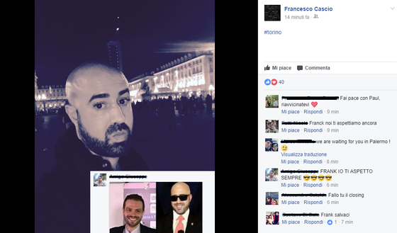 dal profilo Facebook ufficiale di Frank Cascio dal profilo Facebook ufficiale di Frank Cascio