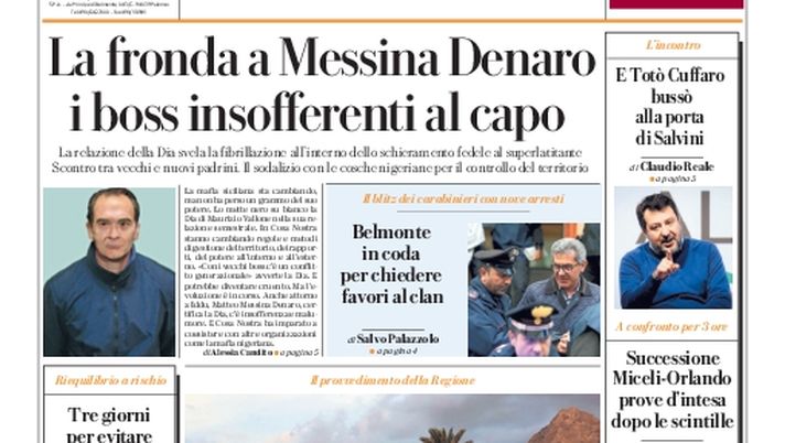 Prima Pagina, La Repubblica-Palermo: “La fronda a Messina Denaro” - immagine 1