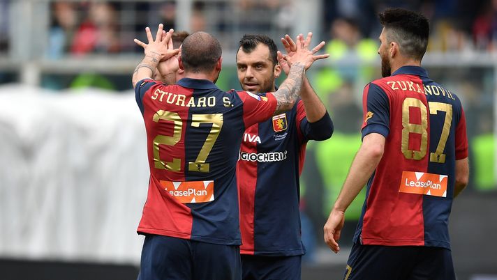 17 marzo 2019, Genoa-Juventus 2-0: l'esultanza di Stefano Sturaro e Goran Pandev (credits: GETTY Images) 