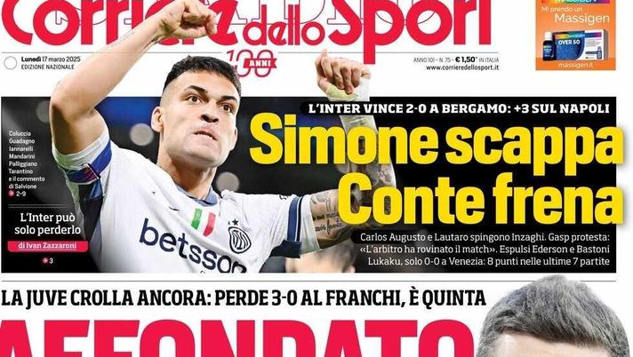prima pagina corriere dello sport oggi