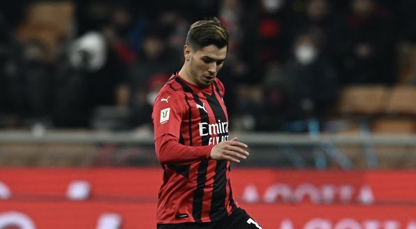 Brahim Díaz (attaccante AC Milan) qui durante il derby Milan-Inter 0-0 (Coppa Italia 2021-2022) | News (Getty Images) Brahim Díaz AC Milan derby Milan-Inter 0-0 Coppa Italia 2021-2022