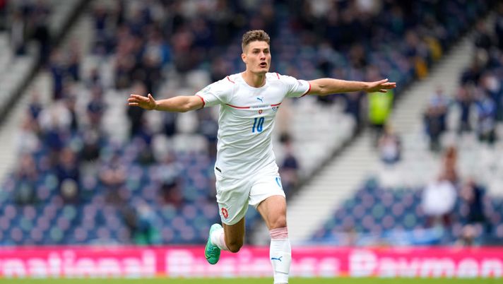 GLASGOW, SCOTLAND - JUNE 14: Patrik Schick of Czech Republic celebrates after scoring their side's second goal during the UEFA Euro 2020 Championship Group D match between Scotland v Czech Republic at Hampden Park on June 14, 2021 in Glasgow, Scotland. (Photo by Petr Josek - Pool/Getty Images) GLASGOW, SCOTLAND - JUNE 14: Patrik Schick of Czech Republic celebrates after scoring their side's second goal during the UEFA Euro 2020 Championship Group D match between Scotland v Czech Republic at Hampden Park on June 14, 2021 in Glasgow, Scotland. (Photo by Petr Josek - Pool/Getty Images)