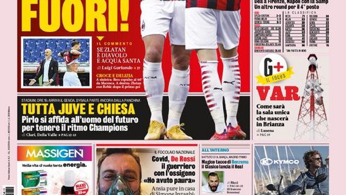 Prima Pagina, La Gazzetta dello Sport: “Milan, sei bello fuori. Conte alla rovescia. Tutta Juve e Chiesa” 