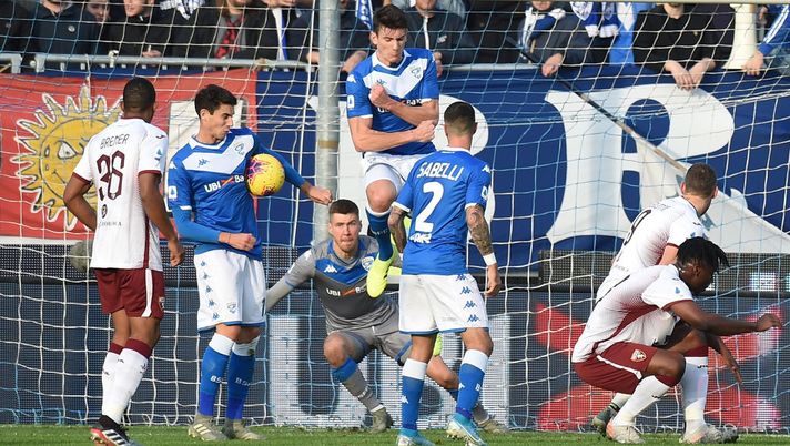 Il tocco di mano di Cistana che ha causato il primo rigore trasformato da Andrea Belotti 