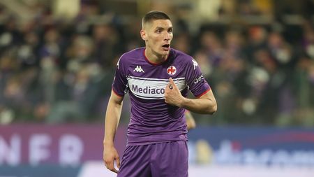 FLORENCE, ITALY - MARCH 02: Nikola Milenkovic of ACF Fiorentina reacts during the Coppa Italia Semi Final 1st Leg match between ACF Fiorentina and Juventus FC at Stadio Artemio Franchi on March 2, 2022 in Florence, Italy. (Photo by Gabriele Maltinti/Getty Images)