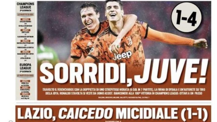 La prima pagina di Tuttosport, in edicola oggi, 5 novembre 2020 