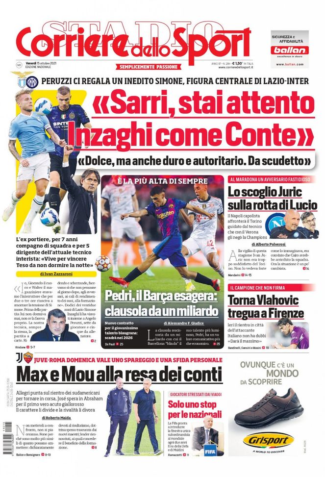 EDICOLA CDS / Inter, Peruzzi: “Inzaghi come Conte, da scudetto. Vive per vincere” EDICOLA CDS / Inter, Peruzzi: “Inzaghi come Conte, da scudetto. Vive per vincere” - immagine 1