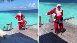 Evra, ma cosa fai? Va al mare vestito da Babbo Natale | VIDEO