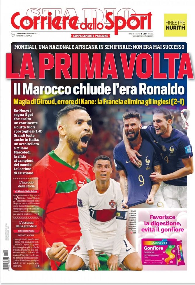 Il Corriere dello Sport, la prima pagina di oggi, venerdì 11 dicembre 2022