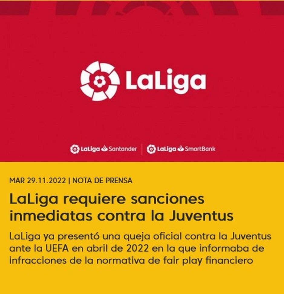 Liga annuncio denuncia Juventus
