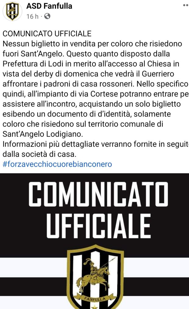 Il Prefetto e il derby di Tonali: Sant’Angelo-Fanfulla, solo i tifosi di casa…- immagine 2