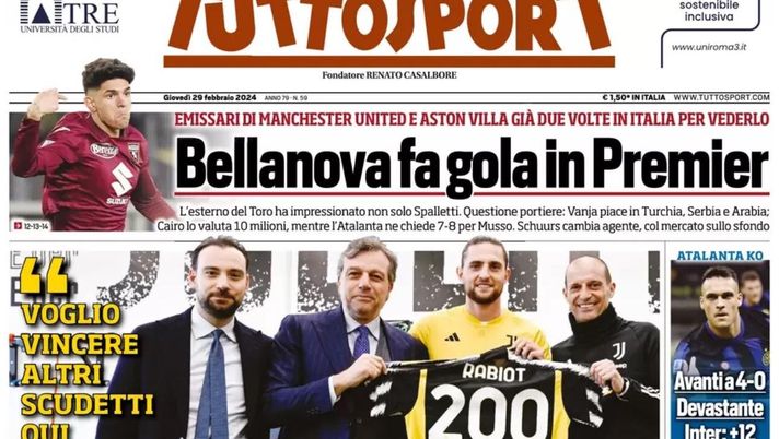 prima pagina tuttosport oggi