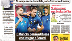 EDICOLA CDS – Allarme Italia, si rompe anche Immobile. E Mancini pensa a Chiesa