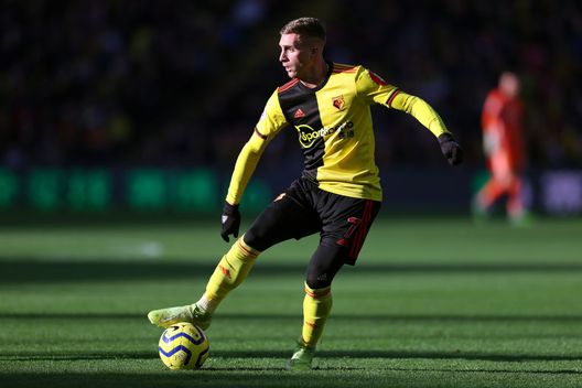 WATFORD, ENGLAND - JANUARY 18: Gerard Deulofeu of Watford in action during the Premier League match between Watford FC and Tottenham Hotspur at Vicarage Road on January 18, 2020 in Watford, United Kingdom. (Photo by Richard Heathcote/Getty Images) Watford, annullata l’amichevole con il Qatar: era invisa ai tifosi a difesa dei diritti umani e civili- immagine 2