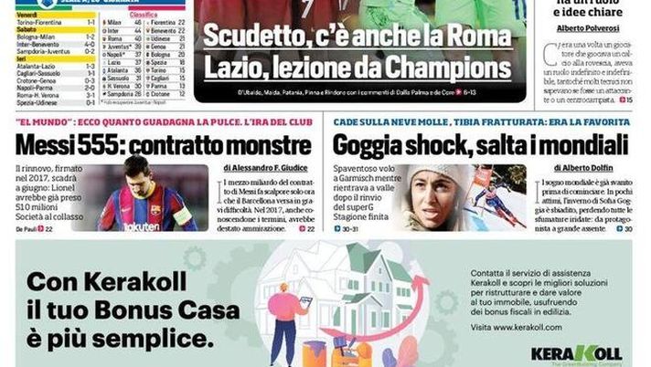 Corriere dello Sport, la prima pagina di oggi, lunedì 1° febbraio 2021 Corriere dello Sport, la prima pagina di oggi, lunedì 1° febbraio 2021
