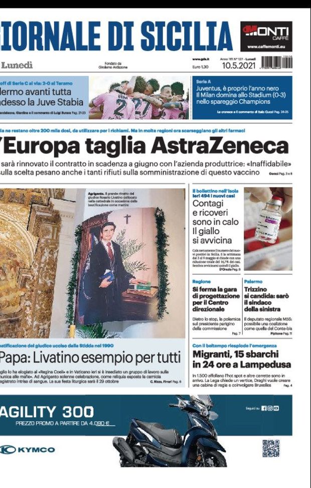 Prima Pagina, Giornale di Sicilia: ““L&#8217;Europa taglia AstraZeneca. Palermo avanti tutta&#8221; 