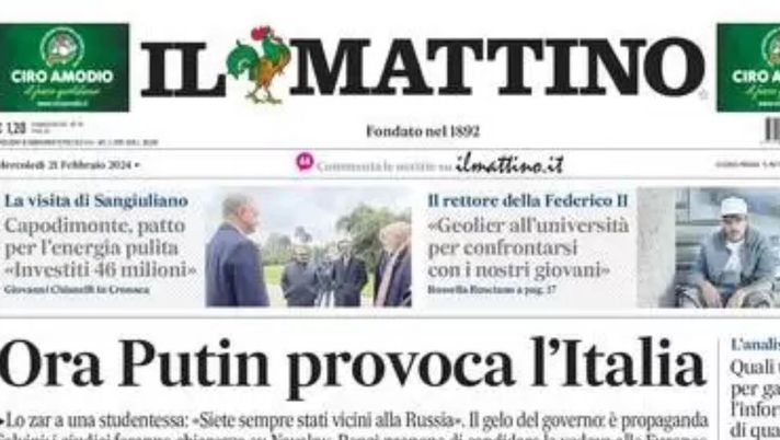 PRIMA PAGINA IL MATTINO OGGI