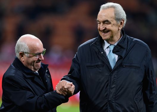MILAN, ITALY - NOVEMBER 16: President FIGC Carlo Tavecchio (L) and Bruno Pizzul attend the EURO 2016 Group H Qualifier match between Italy and Croatia at Stadio Giuseppe Meazza on November 16, 2014 in Milan, Italy. (Photo by Claudio Villa/Getty Images) MILAN, ITALY - NOVEMBER 16: President FIGC Carlo Tavecchio (L) and Bruno Pizzul attend the EURO 2016 Group H Qualifier match between Italy and Croatia at Stadio Giuseppe Meazza on November 16, 2014 in Milan, Italy. (Photo by Claudio Villa/Getty Images)