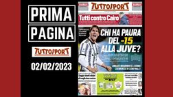 Prima pagina Tuttosport: “Chi ha paura del – 15 alla Juve?”