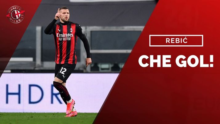 Ante Rebic (attaccante AC Milan) esulta per il suo gol in Juventus-Milan 0-3 (Serie A 2020-2021) | News (Getty Images) 