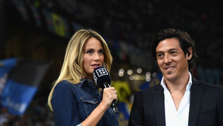 MILAN, ITALY - SEPTEMBER 29: Diletta Leotta (L) and Mauro German Camoranesi attend the Serie A match between FC Internazionale and Cagliari at Stadio Giuseppe Meazza on September 29, 2018 in Milan, Italy. (Photo by Claudio Villa - Inter/FC Internazionale via Getty Images) MILAN, ITALY - SEPTEMBER 29: Diletta Leotta (L) and Mauro German Camoranesi attend the Serie A match between FC Internazionale and Cagliari at Stadio Giuseppe Meazza on September 29, 2018 in Milan, Italy. (Photo by Claudio Villa - Inter/FC Internazionale via Getty Images)